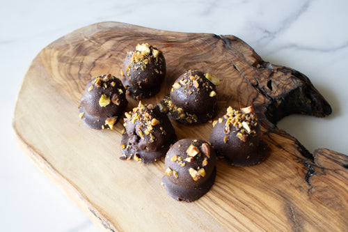Dark Cherry Chocolate Truffles w/ Toasted Pistachios